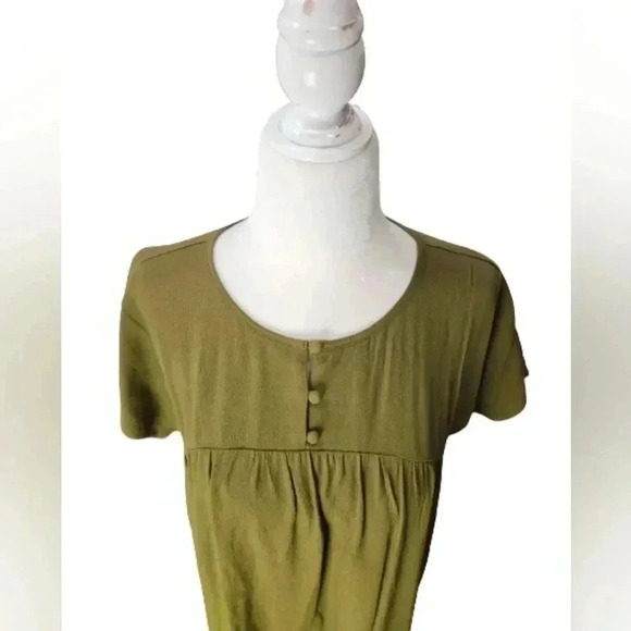 Madewell Shirred Easy Dress in Desert Moss Green - Picture 5 of 13